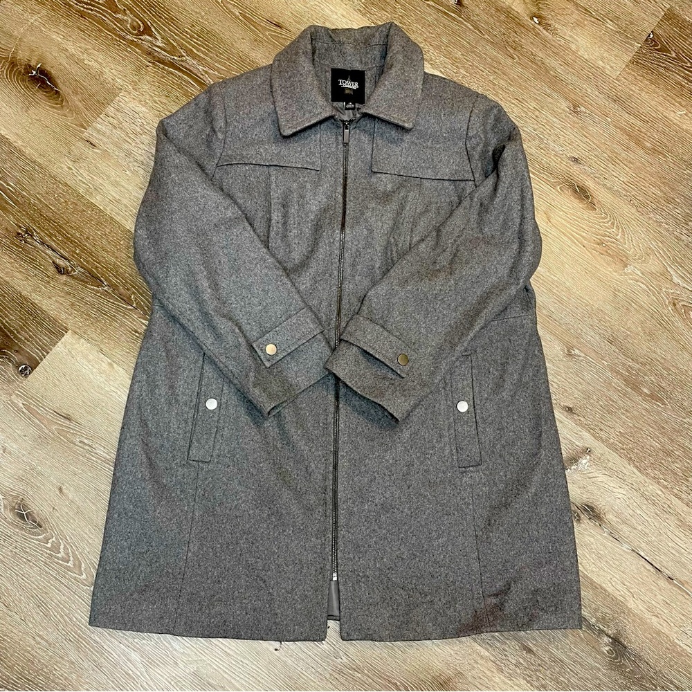 Tower Of London Fog Classic Collar Coat  In Gray Size 1X